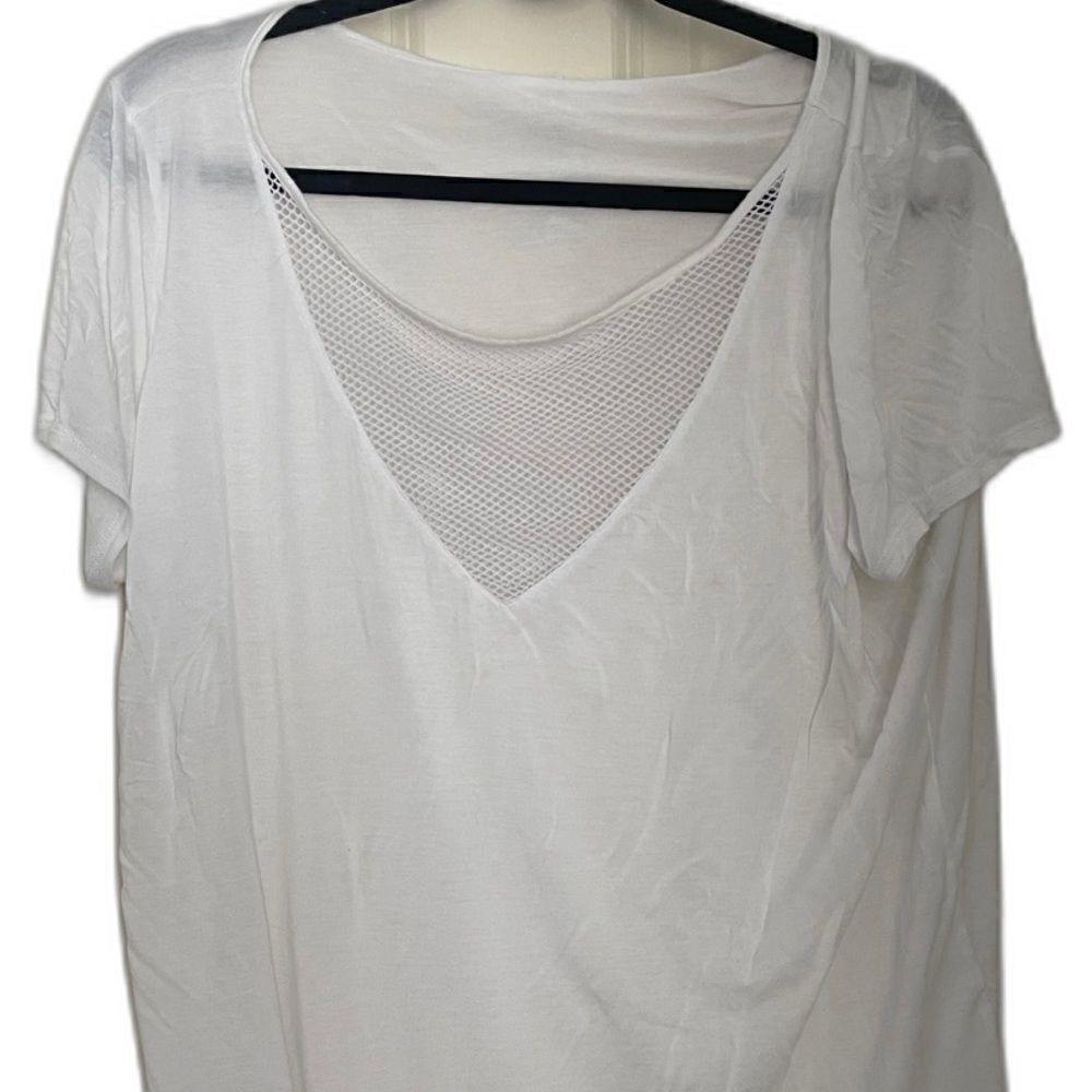 WHITE MESH V Neck Athletic Top!